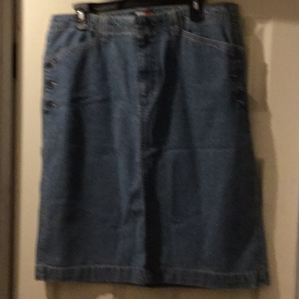 French cuff blue jean skirt